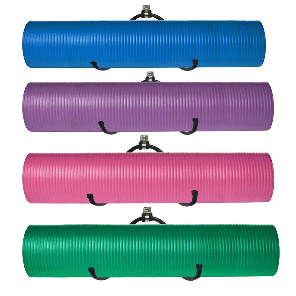 4 Wall Mount Yoga Mat Foam Roller & Towel Rack Holder for Fitness Class Home Gym