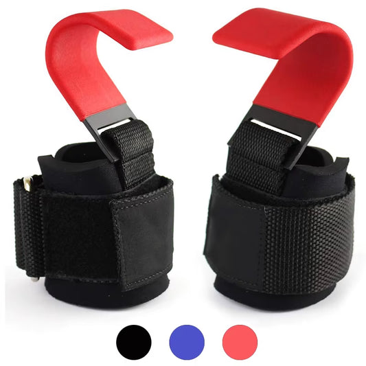 Weight Lifting Hook Grips Padded with Wrist Wraps Hand-Bar Powerlifting Gloves Heavy Duty Pull-Ups Hooks Gym Training Straps
