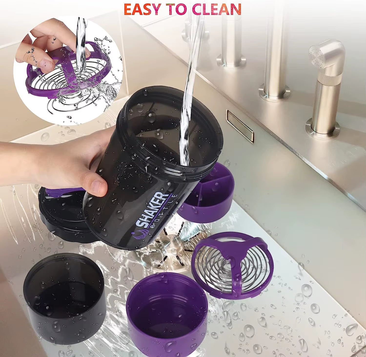 500ML Shaker Cups Portable Protein Powder Shaker Water Bottles Outdoor Sports Milkshake Kettle Gym Fitness Mixing Shake Cup