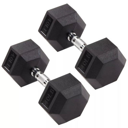 Signature Fitness Hex Dumbbells Non-Slip Free Weights Full Body Strength Training Home Gym Workout Equipment Set