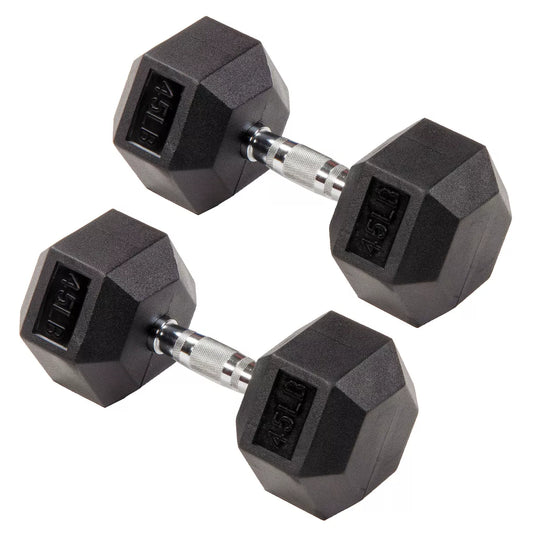 Signature Fitness Hex Dumbbells Non-Slip Free Weights Full Body Strength Training Home Gym Workout Equipment Set