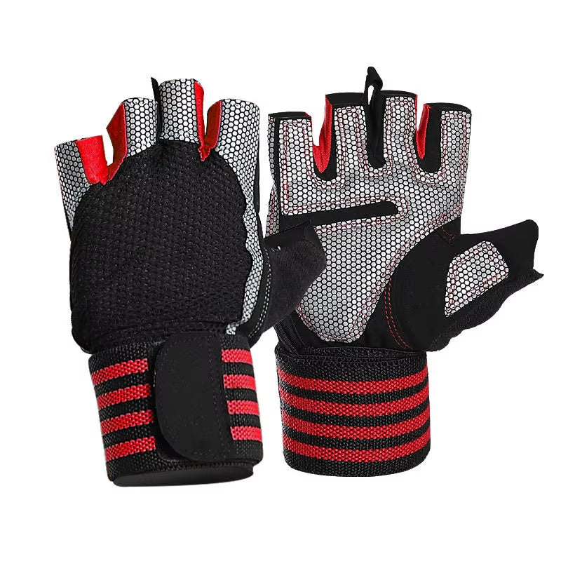 Workout Gloves for Men Women Exercise Weight Lifting Gloves Wrist Wraps Support Gym Fingerless Grip Right for Dumbbell Cycling